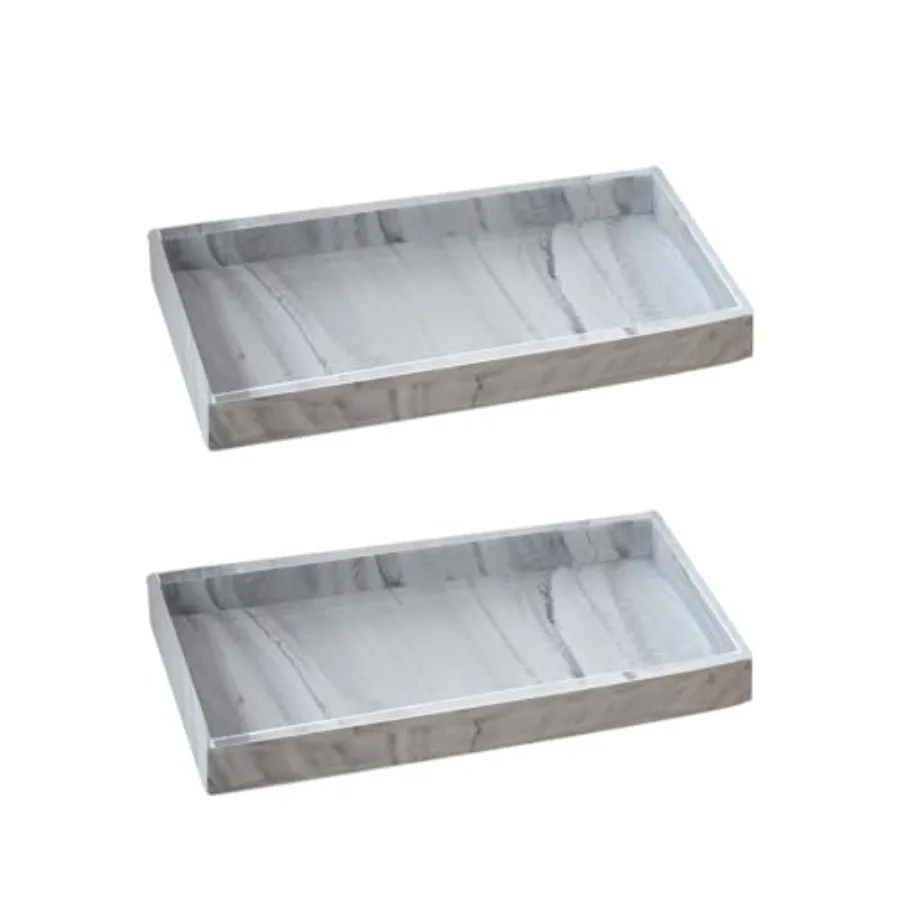 

2PCS 7.87" L x 3.93" W Silicone Soap Dispenser Trays, Bathroom Sink Vanity Tray for Dresser Tops, Toilet, Tray for Scrubber, Lo