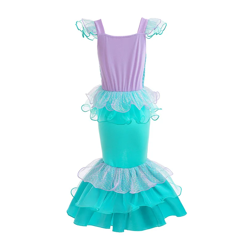 Disfraz de princesa con lentejuelas para niña, vestido de sirena pequeña, disfraz de Cosplay ostentoso, fiesta de cumpleaños, ropa de Halloween