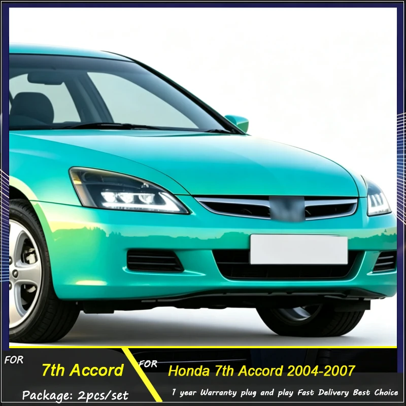 Suitable for Honda 7th Generation 2004-2007 Accord Headlight Assembly Modified Daytime Running Light Turn Signal LED Dual Lens