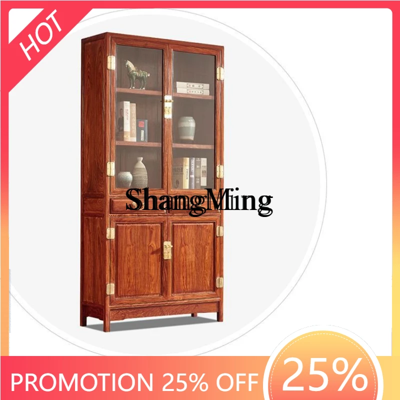 

Изысканный книжный шкаф ZYY из красного дерева, мебель для кабинета из массива дерева, многоуровневая полка-витрина Bogu, китайская книжная полка, элегантная мебель для комнаты