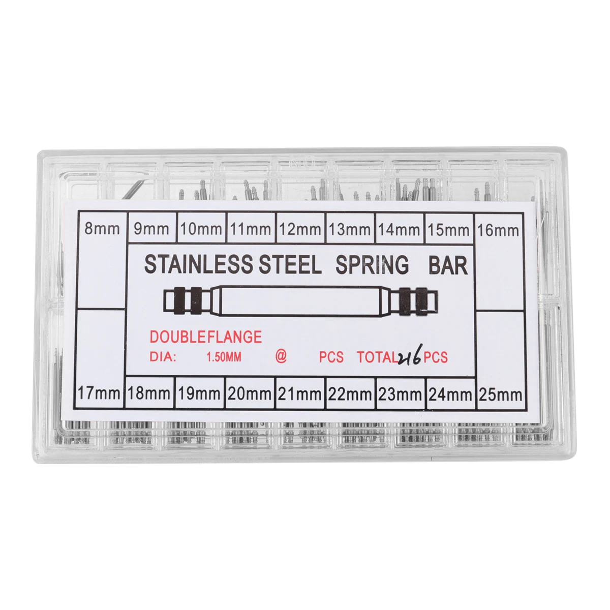 

216 pcs Watch Band Repair Tool Kit Durable Metal Material Easy Spring Bars Removal Watch Strap Pins Replacement Parts