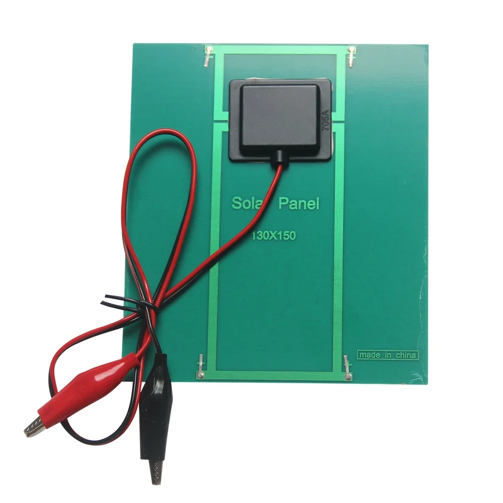 BUHESHUI 5V 5W ミニソーラーパネルセル + ワニクリップ 3.7V-5V バッテリーソーラー充電器 150*130MM