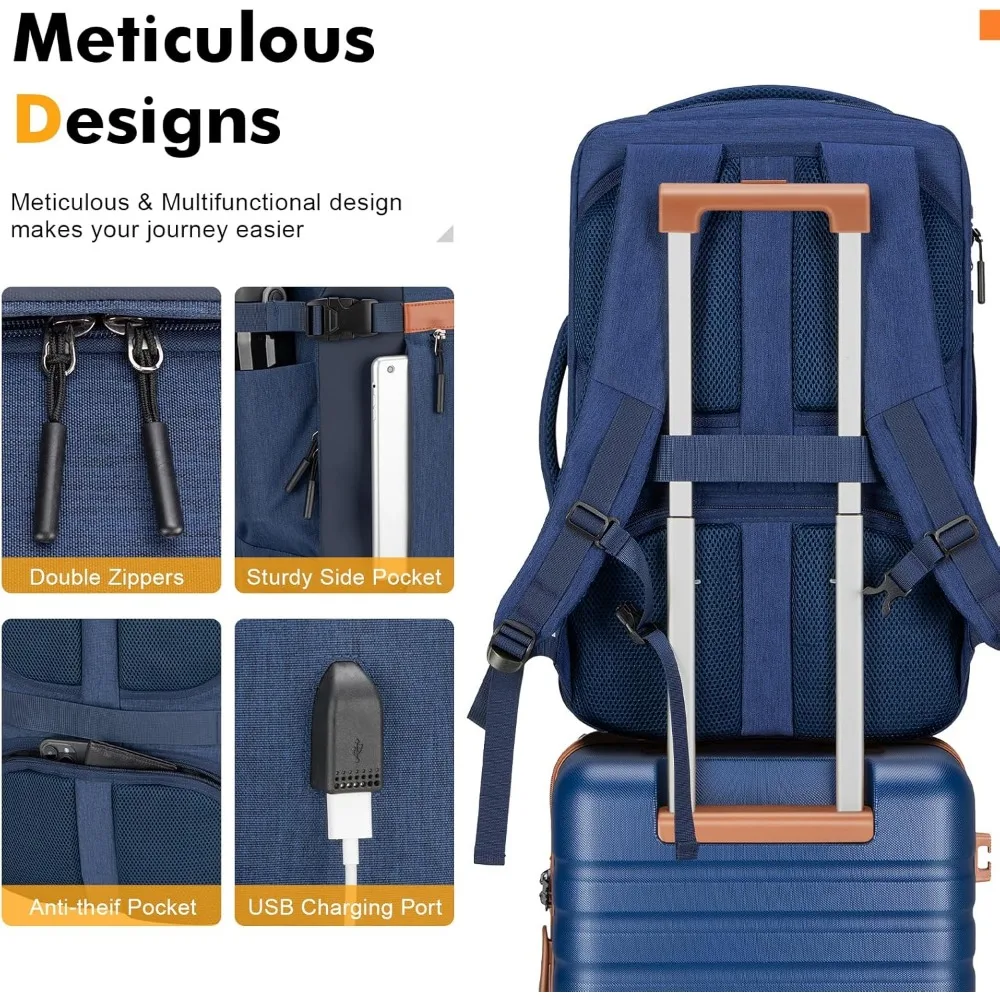 Three-Piece Lightweight Hardside Spinner Luggage Set with TSA Lock, YKK Zippers, 20 Inch Carry-On Suitcase for Travel