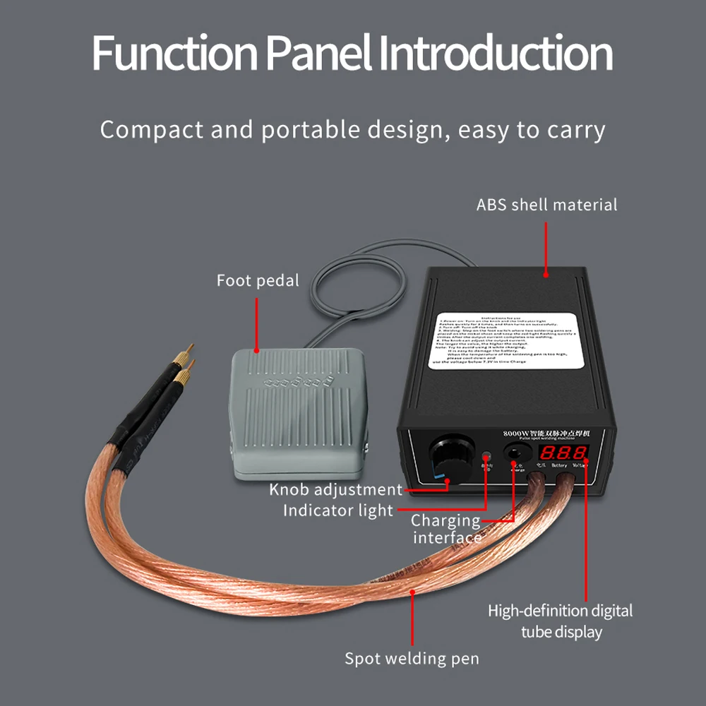 8000W High Power Dual Pulse Spots Welding Machine for Welding 18650 Lithium Battery Cellphone Batteries 0.1-0.3mm Nickel Sheet