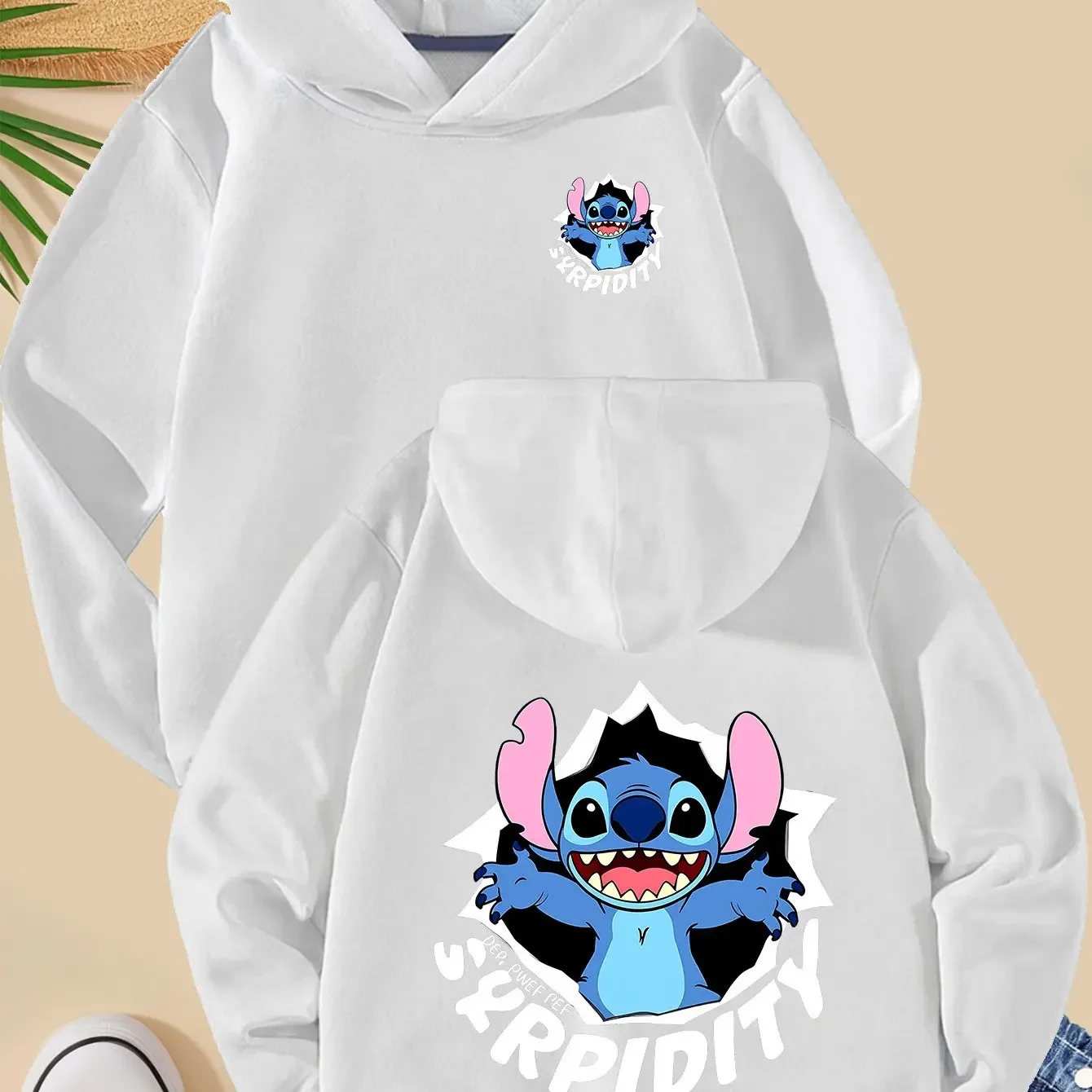 ملابس الأطفال العصرية DisneycuteStitchchildren هوديي على الوجهين المطبوعة للفتيات الفتيان سترة الشتاء الدافئة البلوز