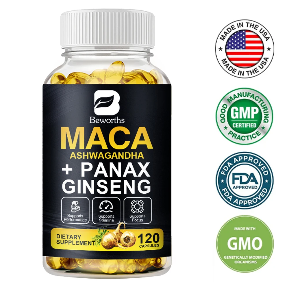 

BEWORTHS Nature Original Ginseng&Ashwagandha Plant Root Extract Edible Energy Vegetarian Capsules for Men and Women