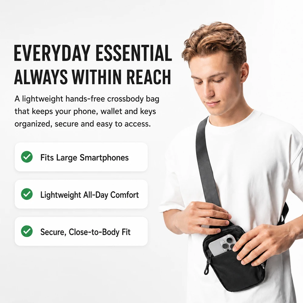 Modische Mini-Umhängetasche für Männer, RFID-Schutz, Diebstahlsichere Handy-Brusttasche, Einfarbige Casual-Brusttasche für den täglichen Pendelverkehr – Detail 1