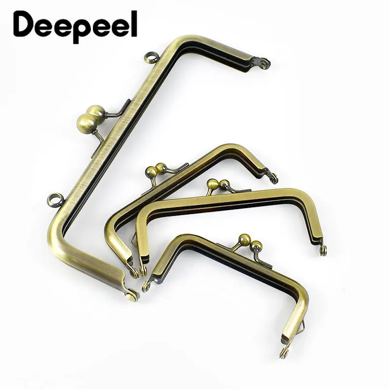 2/5Pcs 8.5/10.5/15/18.5cm Metal Bag Handle Square Smooth Clourse Purse Frame Kiss Clasp Handbag Sewing Brackets Bags Accessories