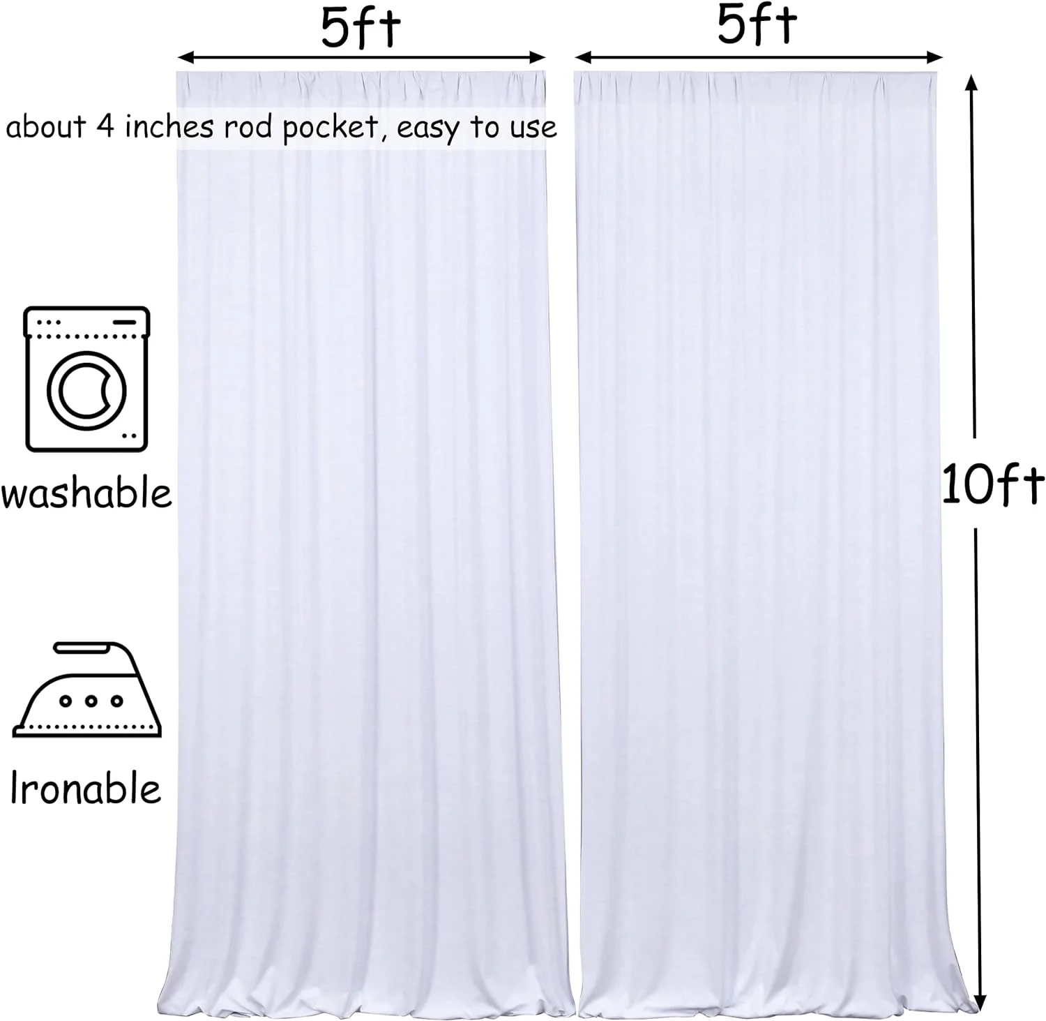 Backdrop Curtain for Wedding Party Baby Showe Home Decor Soft Chuishun Silky Fabric Drapes White Photography Backgrounds Decora