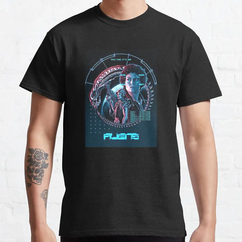 

This time it's war Vintage horror movie Alien Ellen Ripley Romulus Xenomorph cotton printed plus size t shirt weyland yutani