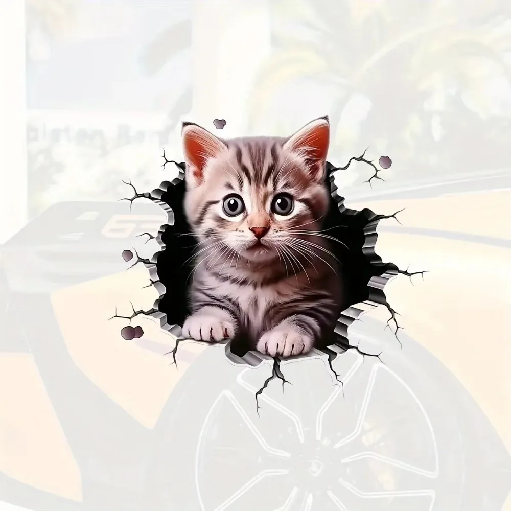 Creative 3D Cat Pattern Auto Sticker Cute Car Body Styling for Motorcycles Cars Laptops Window Sticker Scratch Resistant Decor