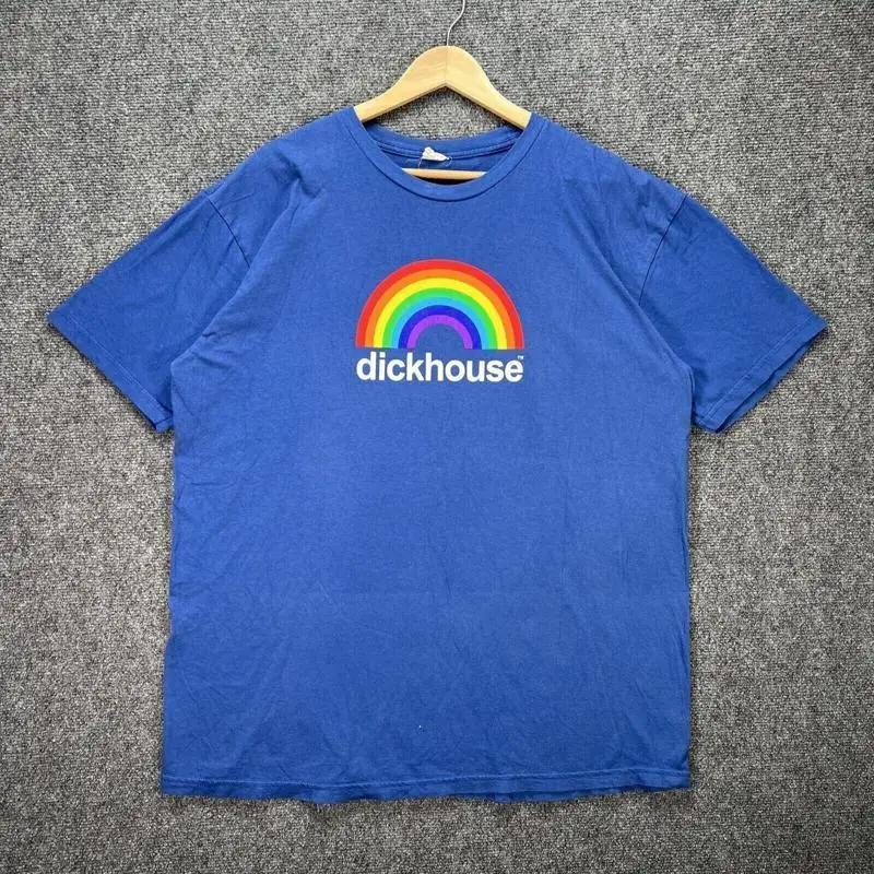 Jackass Shirt Mens Blue MTV Rainbow Dickhouse Sports Spellout Y2K