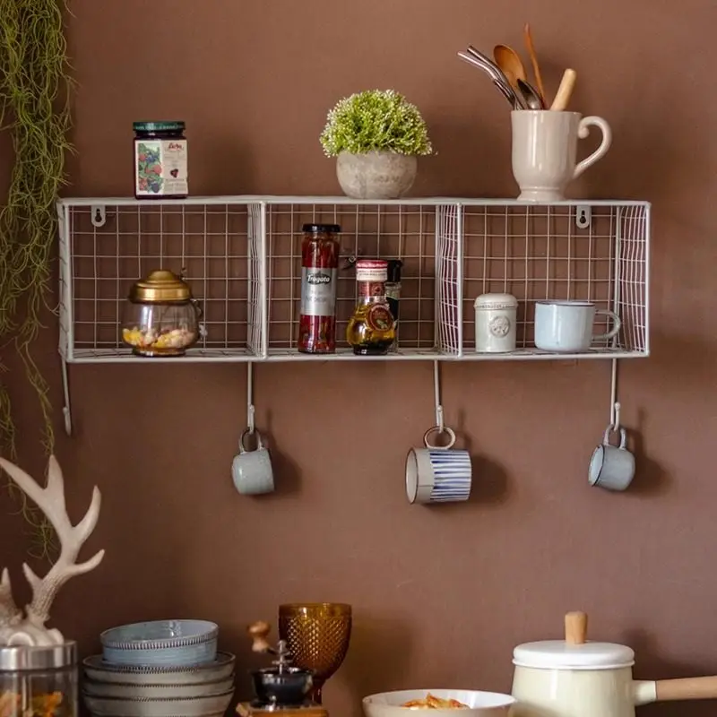 

Промышленная металлическая настенная полка-решетка – органайзер для хранения в стиле рустик для гостиной, спальни, кухни, ванной комнаты