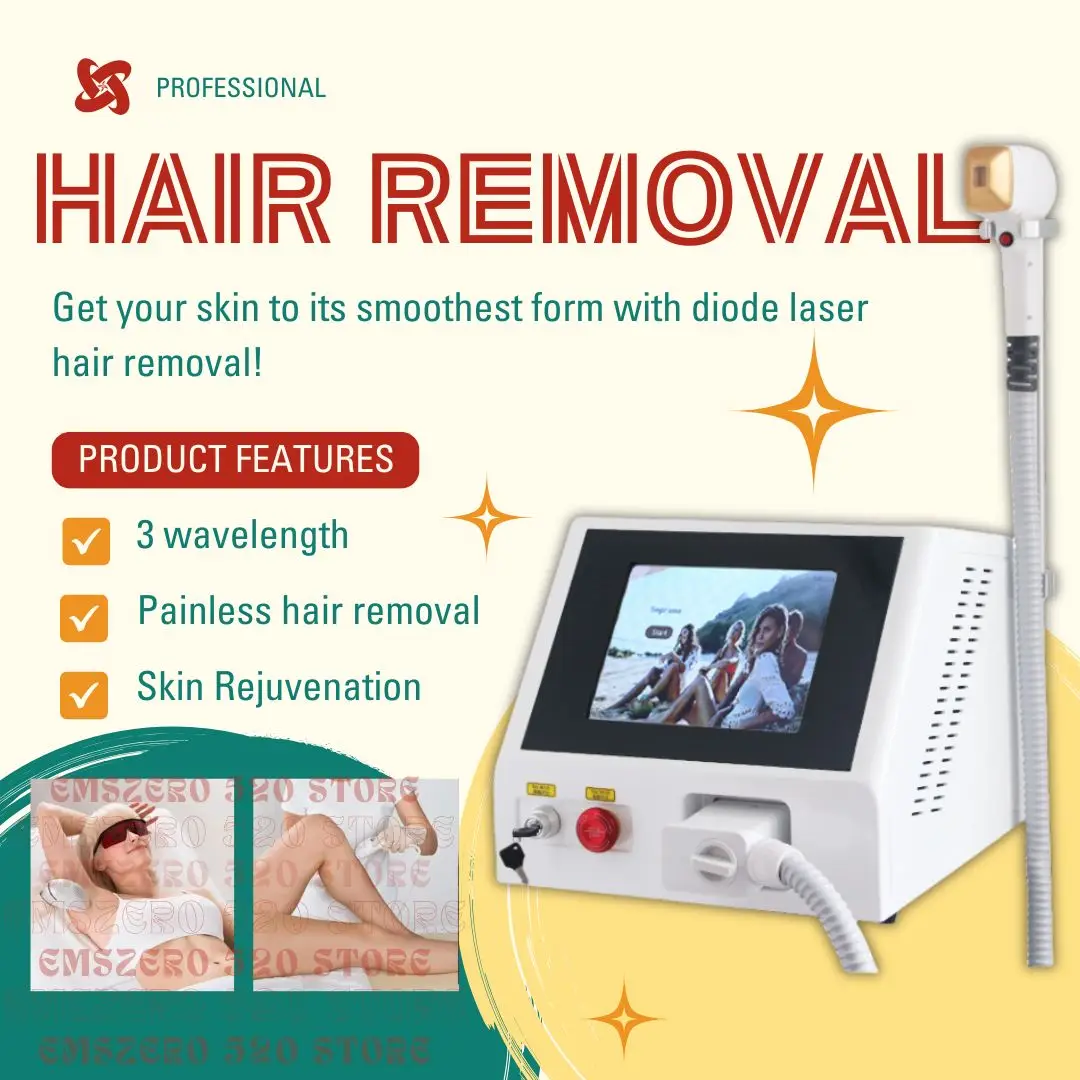 

Beauty Salon 755nm 1064nm 808nm Diode Laser Hair Removal Machine Ice Platinum 3 Wavelength Permanent Painless Depilation