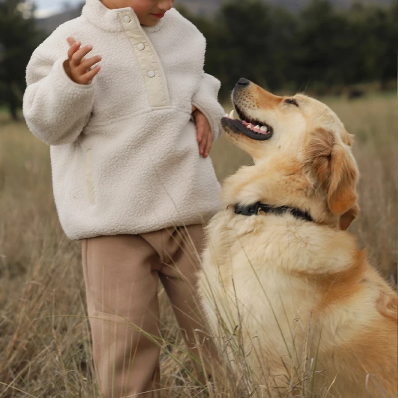 Children\'s Lamb Fleece Sweatshirt Casual Autumn Winter New Boys And Girls Outdoor Lapel Thickened Warm Pullover Hoodies