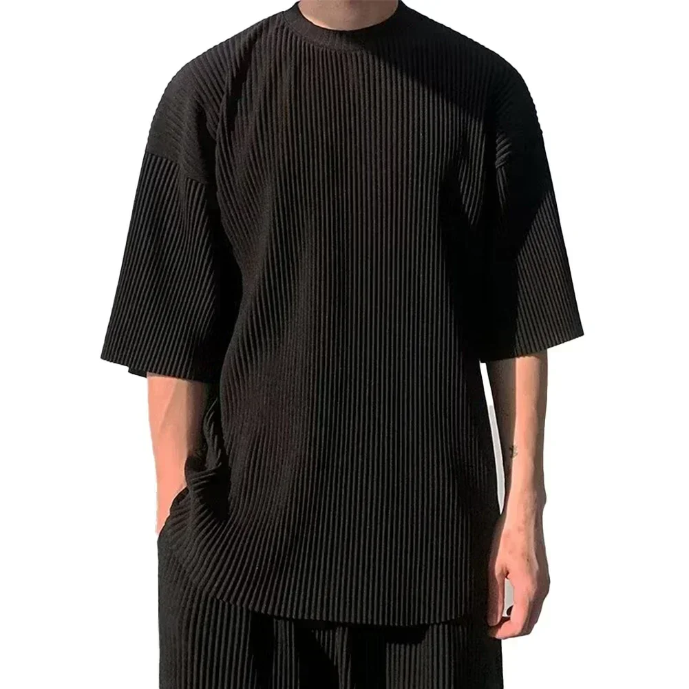 

Fashion Men Top Korean Half Sleeve Casual Style Comfortable Fit Polyester Spandex Fabric Regular Length T-shirt
