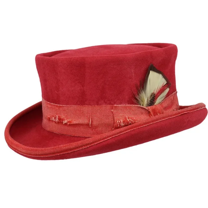 

Men's And Women's Fashion Casual Western Cowboy Hat Decorative Wool Flat Top Hat Indian Jazz Hat Hot Sell Travel Holiday Sun Cap