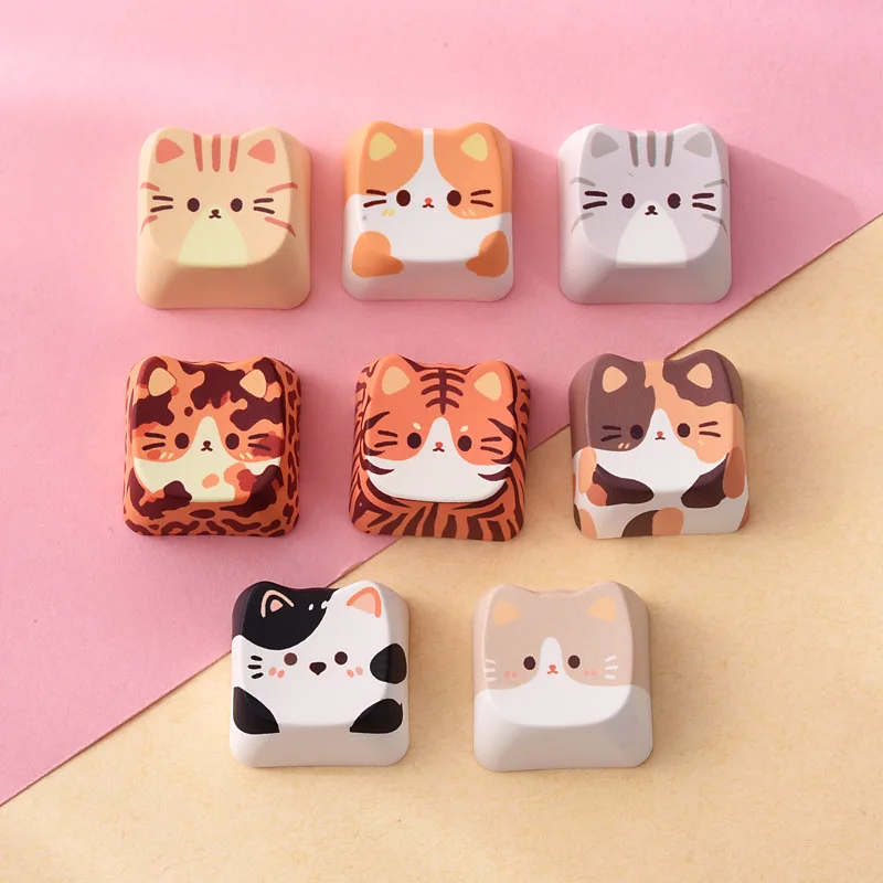 Cute cartoon cat keycap outline R4 DIY game console mechanical keyboard cherry MX axis replacement custom keycap