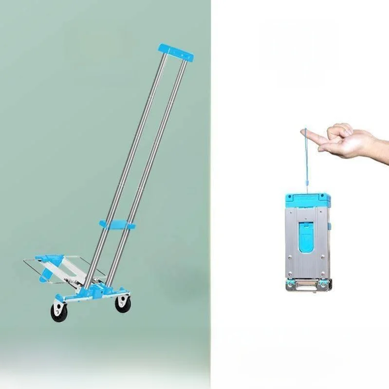 

Портативная складная ручная тележка для покупок, мини-прицеп для перевозки грузов, багажная тележка с выдвижной ручкой, корпус из алюминиевого сплава, выдвижная ручка