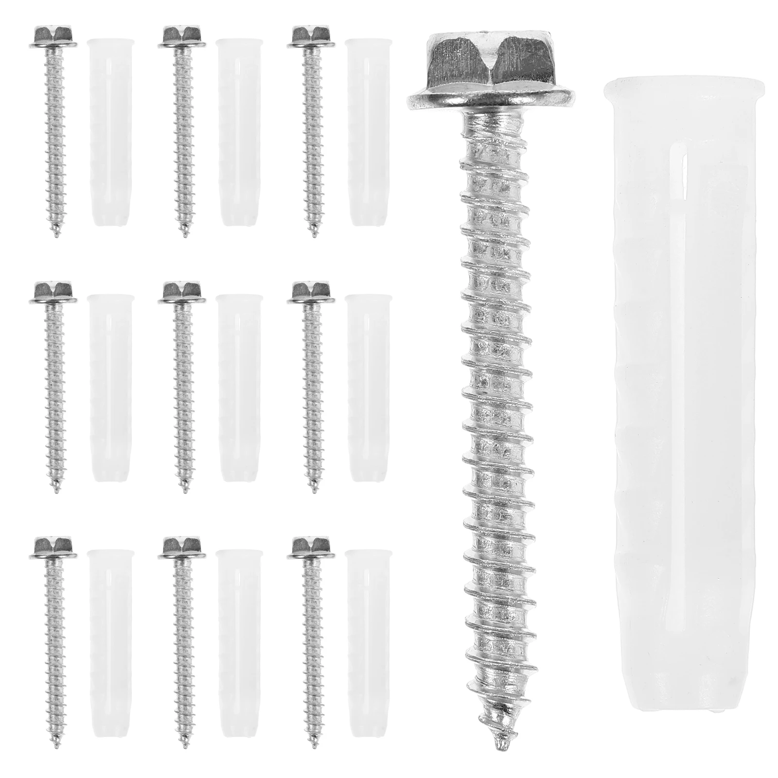 

10Sets Mounting Hardware Kit Plastic Steel Anchors Screws Set Easy Install Drywall Concrete Wall Wall Mount Screws