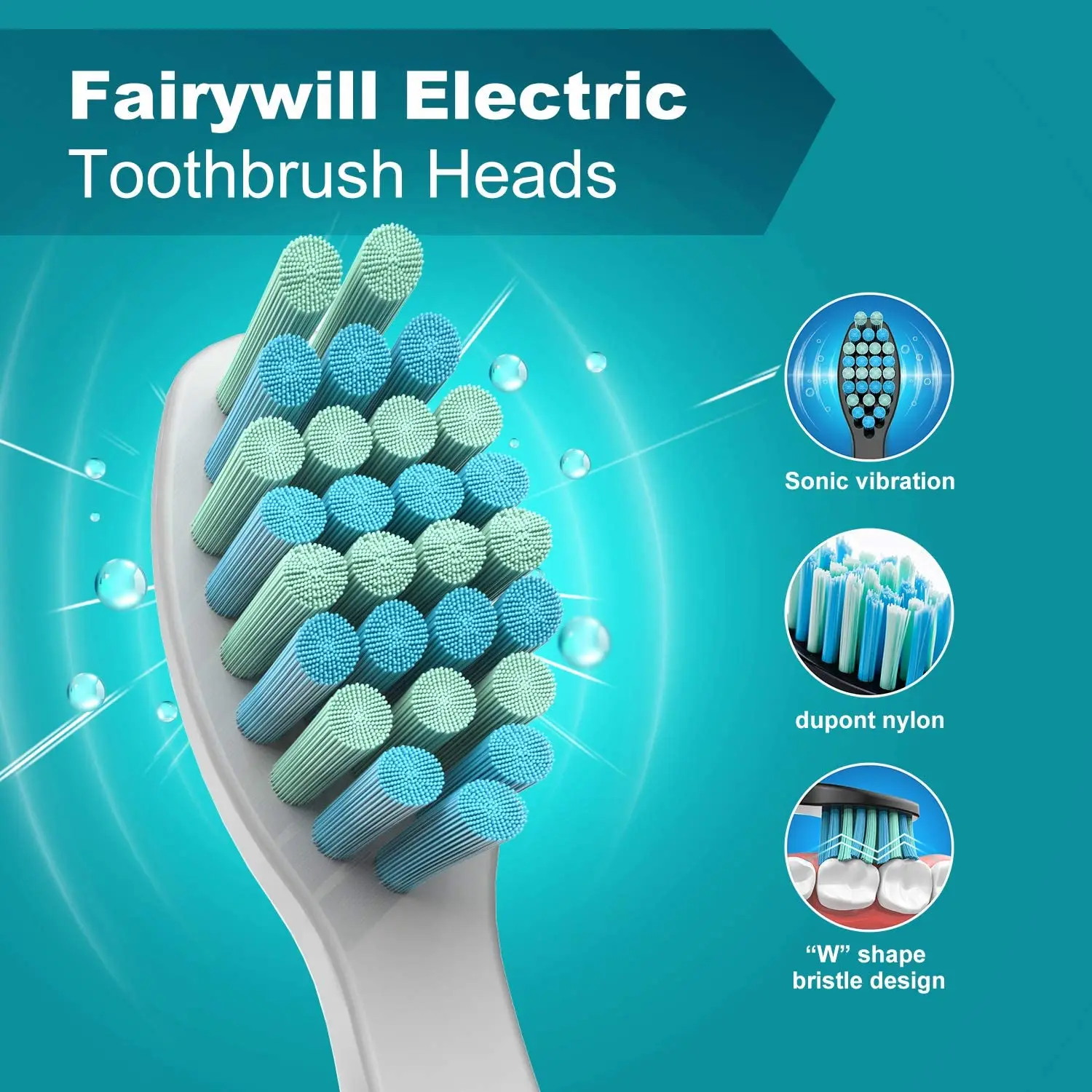 Fairywill Interdental Brushs Heads Electric Toothbrush Replacement  Sonic Toothbrush heads for FW-507 FW-508 D7 D8 image 3