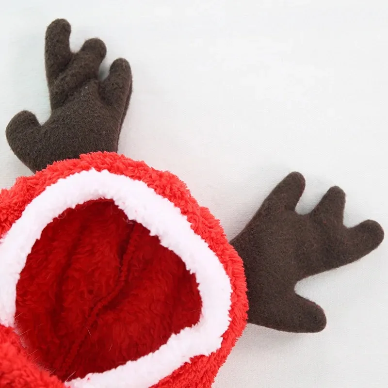 Christmas Dog Clothes Winter Warm Coral Velvet Elk Hoodies Pet Clothes for Small Dog Chihuahua Christmas Dog Costume Ropa Perro