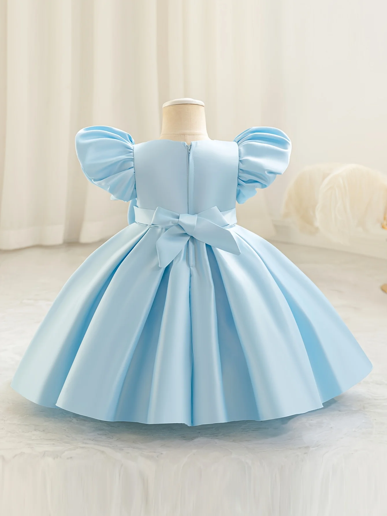 Geburtstagskleid, Babykleid, Einjähriges-Prinzessinnenkleid, Satinkleid, Schleife, Stilvolles Prinzessinnenkleid, Partykleid, Halloween – Detail 8