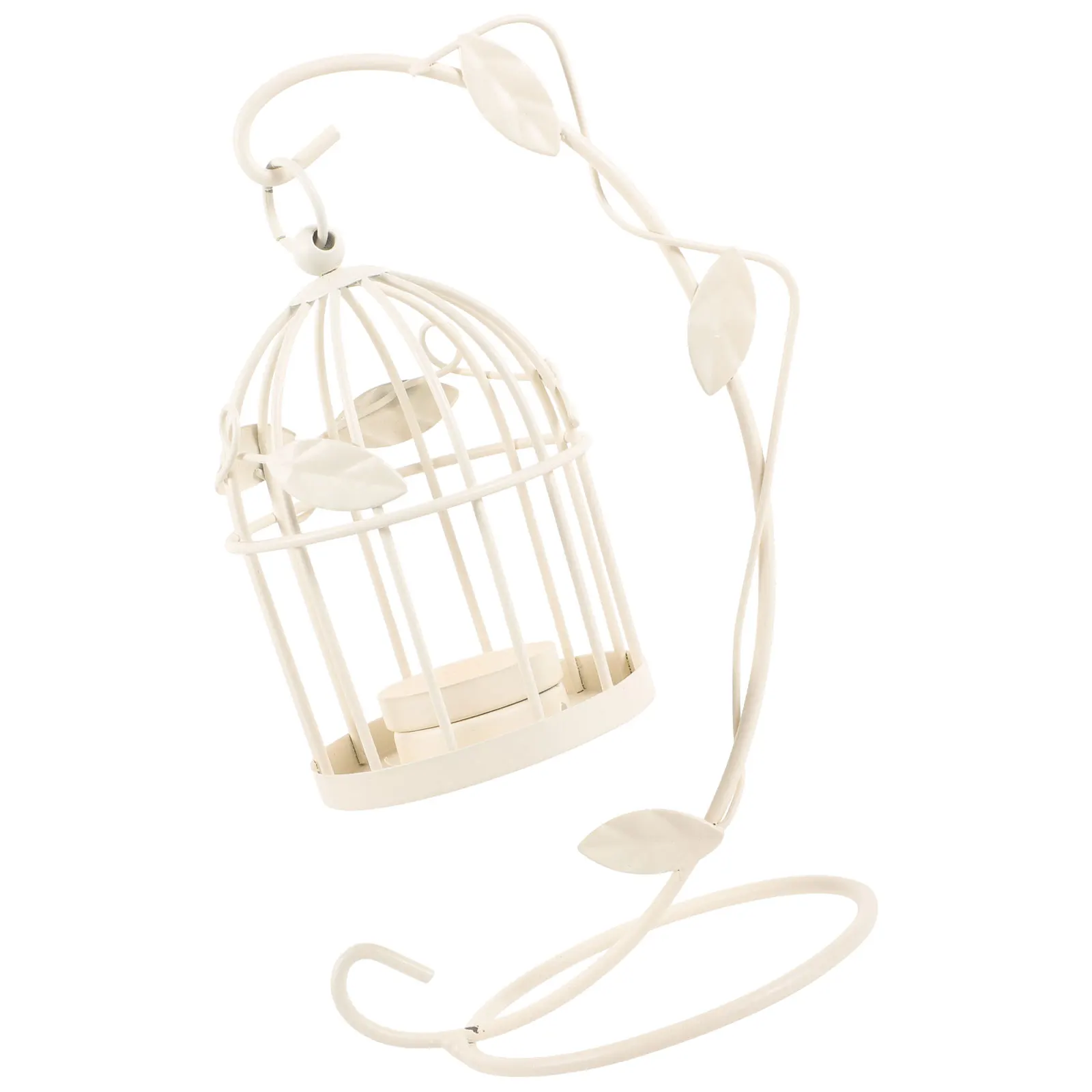 

Vintage Wire Candlestick Holder 23x16cm White Hanging Table Cage Indoor Outdoor Decor Gift Home Accessories