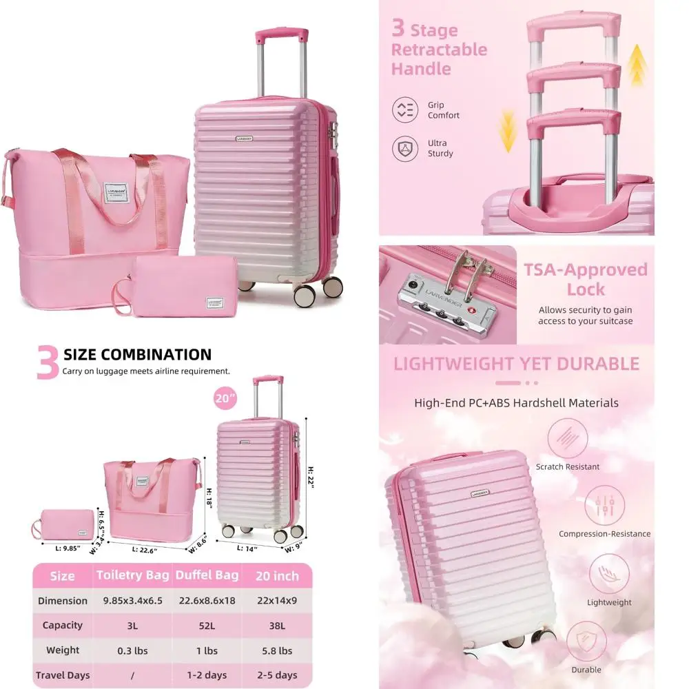 

Expandable 20 Inch Hardside Carry-On Luggage with TSA Lock, Lightweight PC+ABS, Airline Approved Suitcase for Travel