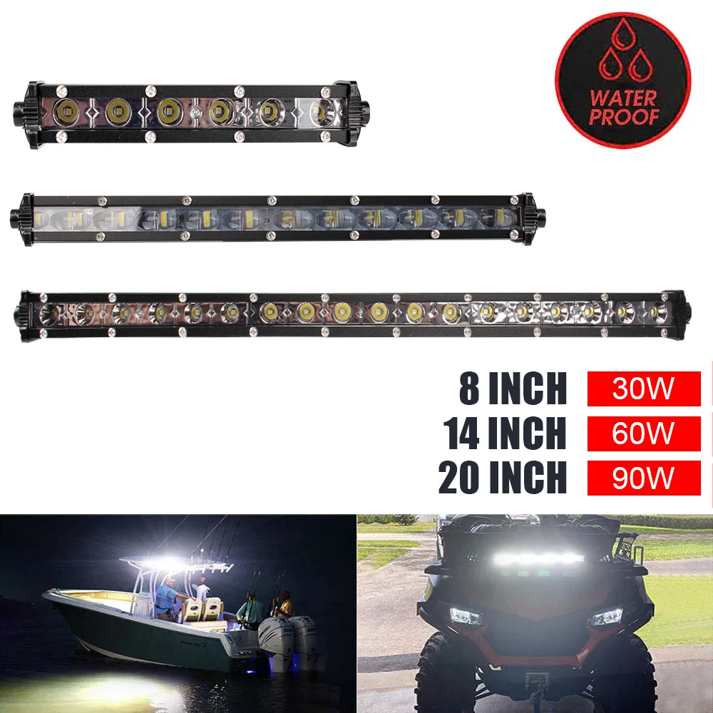 24V 12V Car Roof Ceiling Light Motorcycle Spotlight LED Bar 8/14/20inch Ultra Slim Work Lamp For Off Road 4x4 ATV Tractor Truck