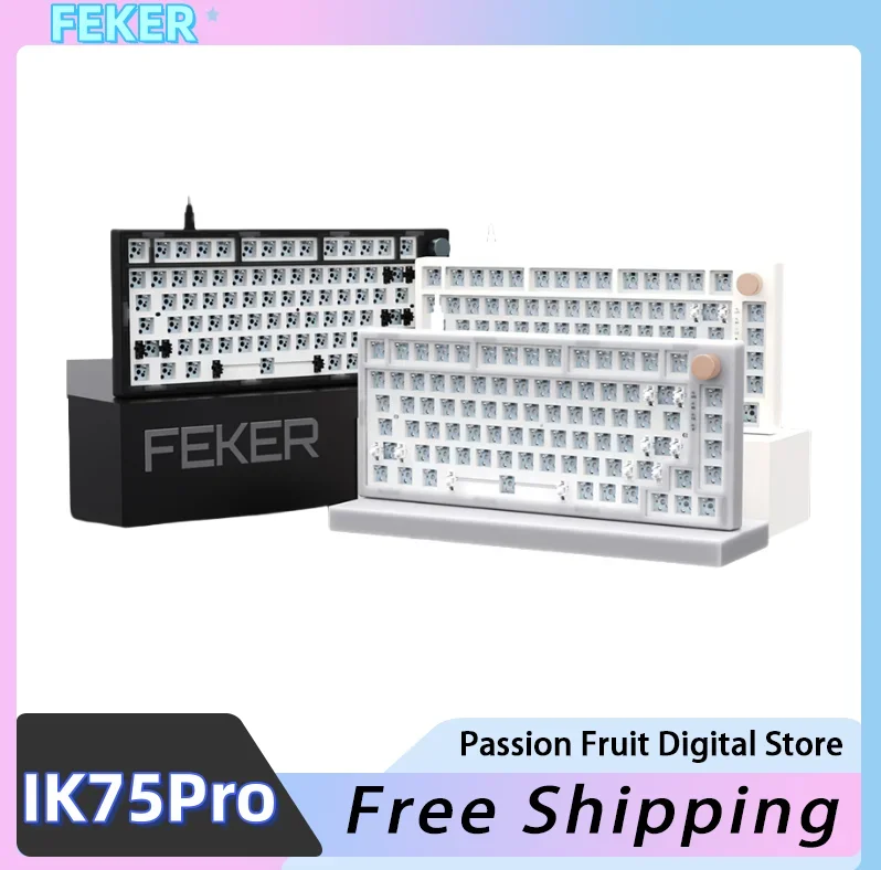 FEKER Ik75Pro three-mode mechanical keyboard full-key anti-collision PC positioning plate 82-key RGB transparent keyboard