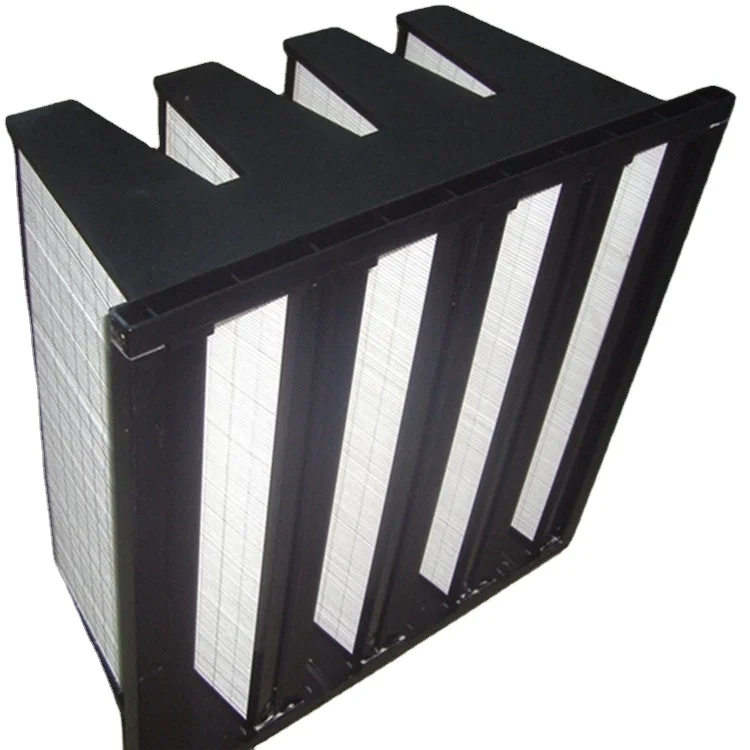 Mittlerer Glasfaser-Medienluftfilter V Bank Typ Compact F7 F8 F9 V W Box Filterkonstruktion für Lüftungssystem