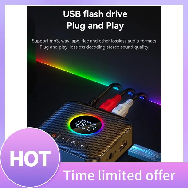 

New 5.4 Bluetooth Adapter Audio Receiver FM Frequency Modulation Transmitter Lossless U Disk One To Two Durable Easy Install
