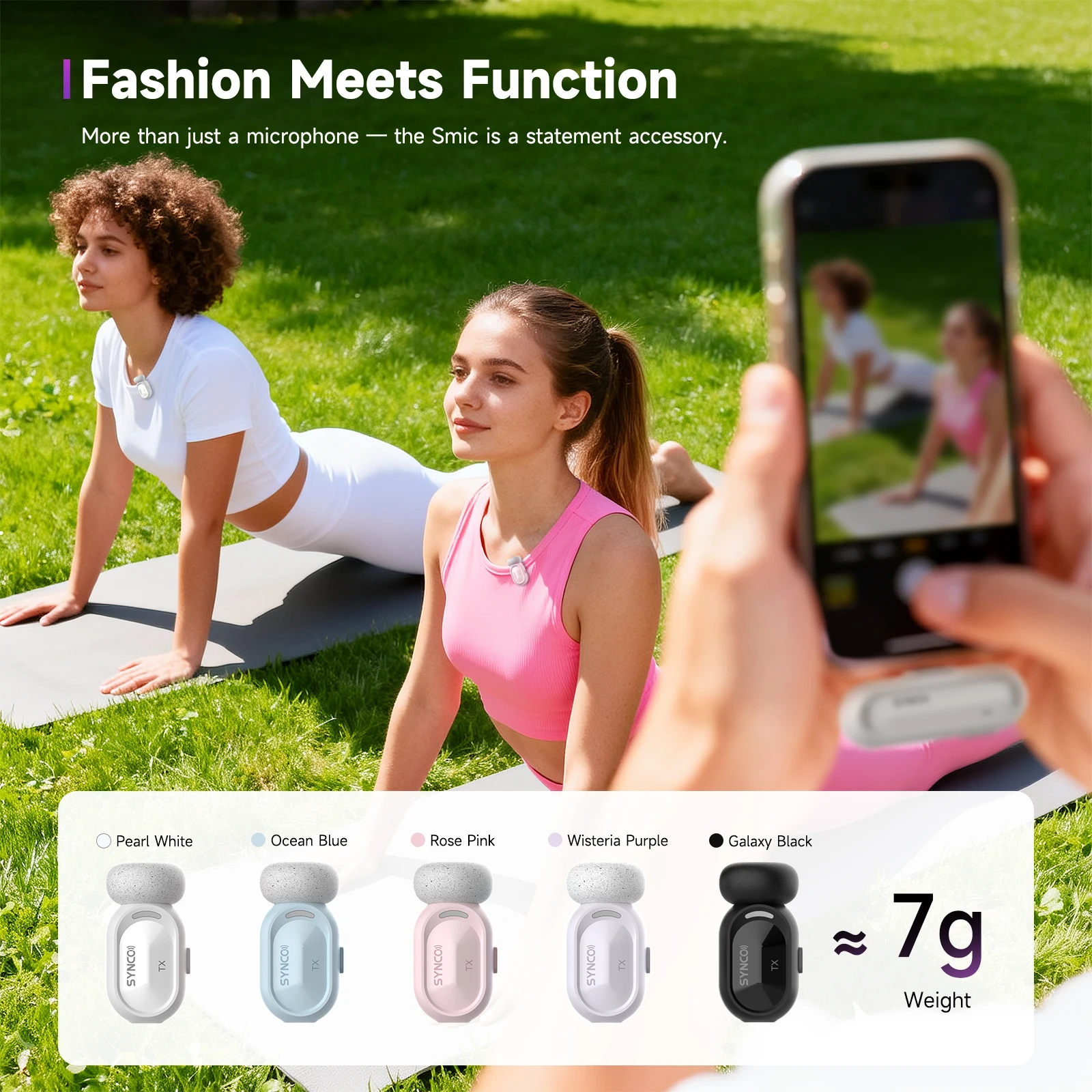 SYNCO Smic 2.4G Mini Wireless Lapel Microphone AI Noise Cancellation Dual-Channel Professional Mic for iPhone Android Phone