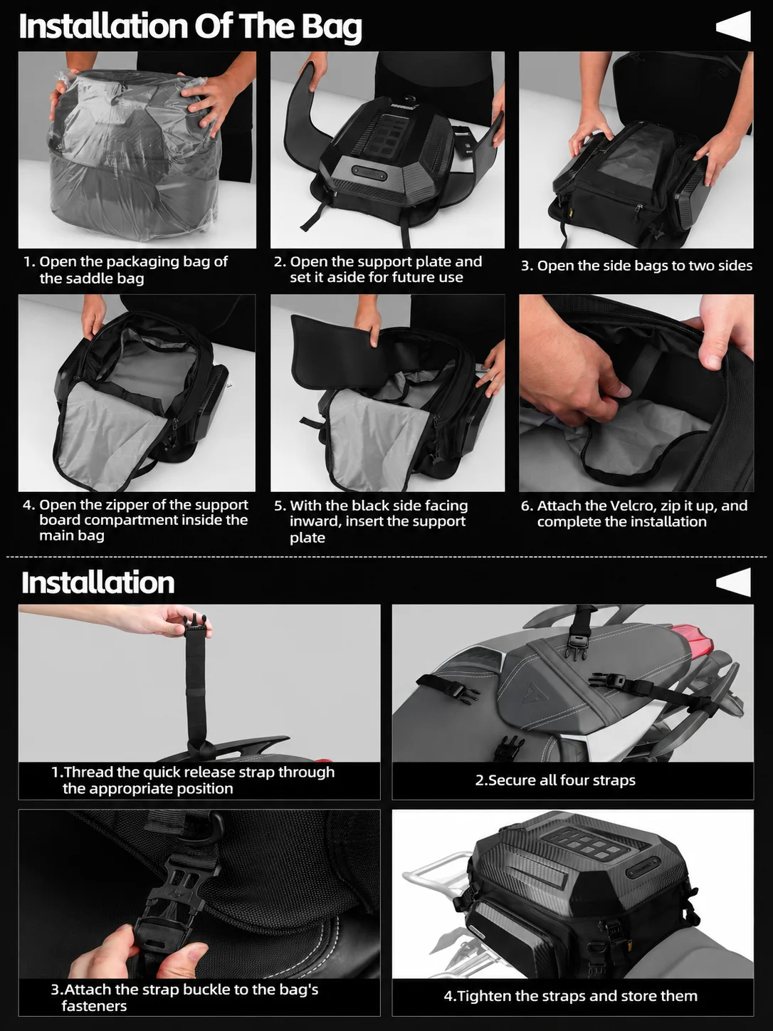 Rhinowalk Motorcycle Helmet Tail Bag 23L-35L Expandable Waterproof Rear Seat Bag Backpack for Street Sport ADV Bikes Storage New view 6