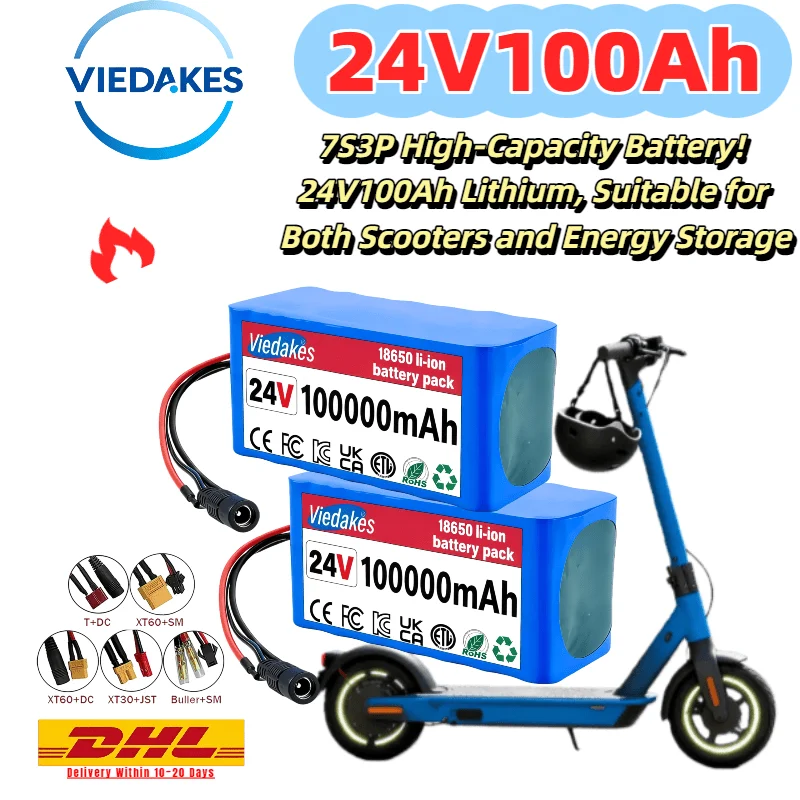 

24V 100Ah 7S3P lithium battery:suitable for long-distance driving of electric scooters,1000+ Cycles，large capacity+light weight