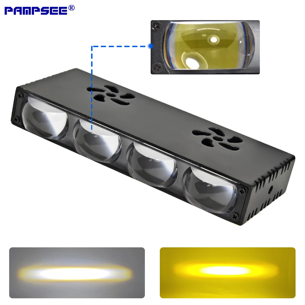 

2 шт., прожекторы для автомобильной гриля, светодиодные светильники, дополнительные светодиодные рабочие фары, белые, желтые, 12 В для мотоцикла, внедорожного грузовика 4X4