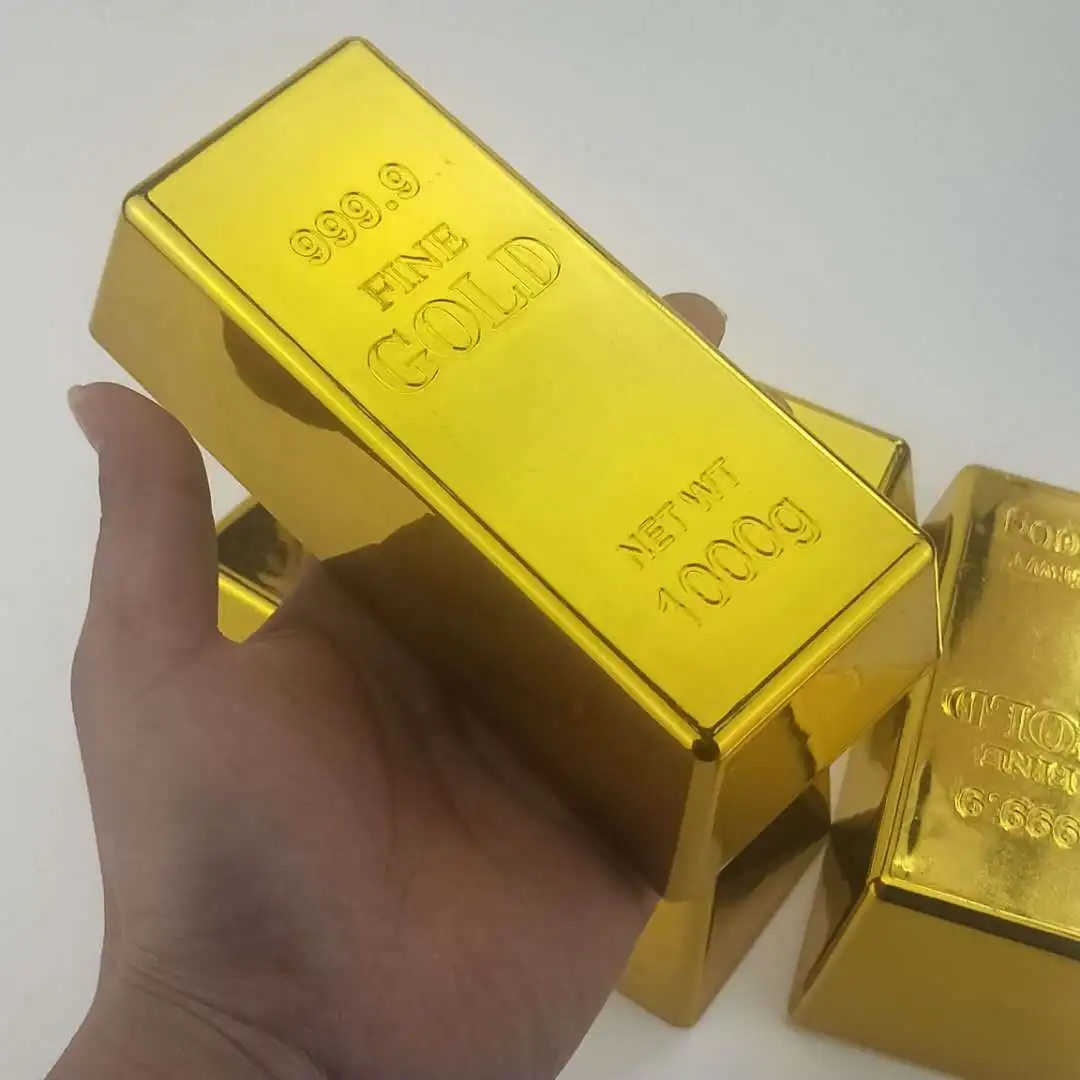 1 Piece Larg Plastic Fake Gold Bar Replica Gold Bar Golden Brick Bullion Bar Decorations Realistic Gold Bar Brick Prop Movie