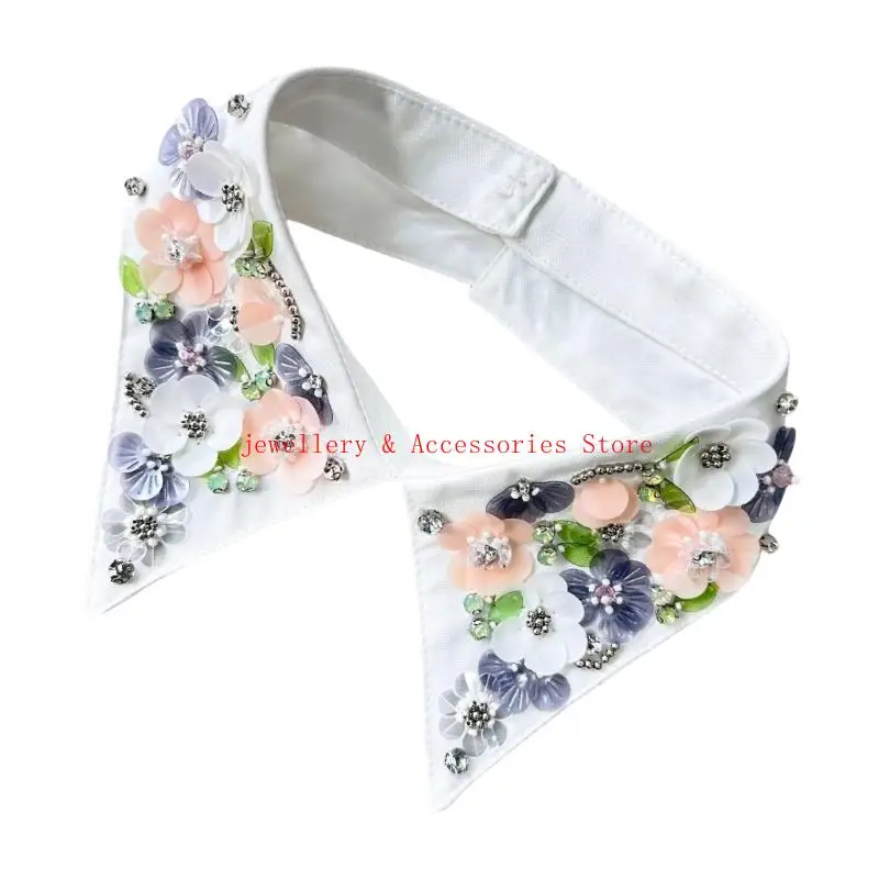 

Elegant Embroidered Detachable Collar With Intricate Beadwork And Sequins For Women's Formal Attire