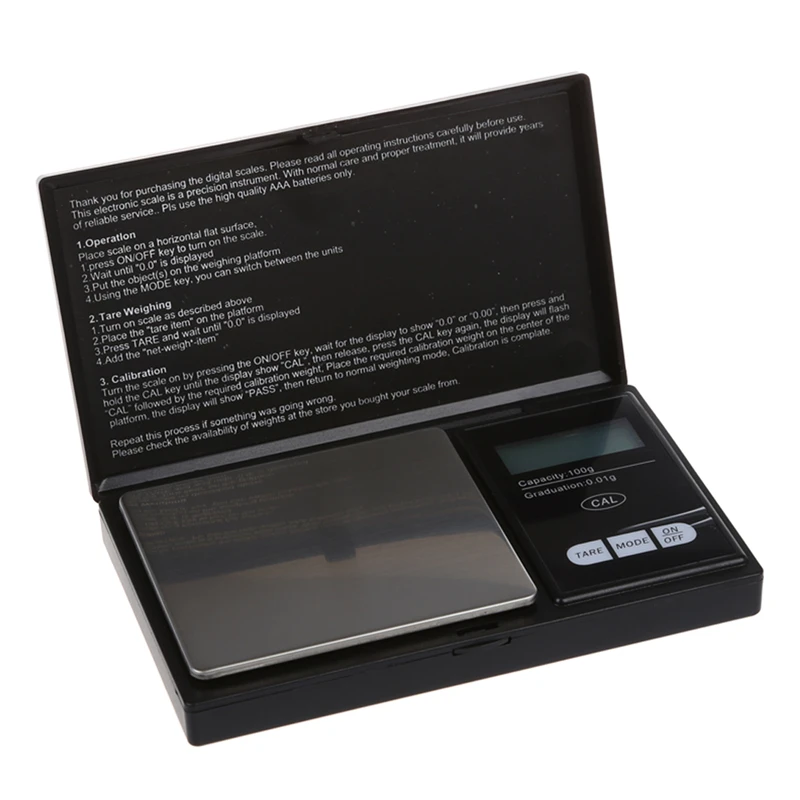 100G X 0,01G Mini LCD Digitale Draagbare Pocket Sieraden Sieraden Goud Diamant Gram Weegschaal Zwart