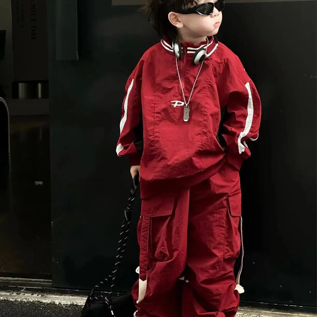 Baby Boys Girls Children Suits Sportwear Autumn Spring Kids Fashion casual Outdoor Zipper Jacket Top Coat+Loose Pants 2Pc Suits