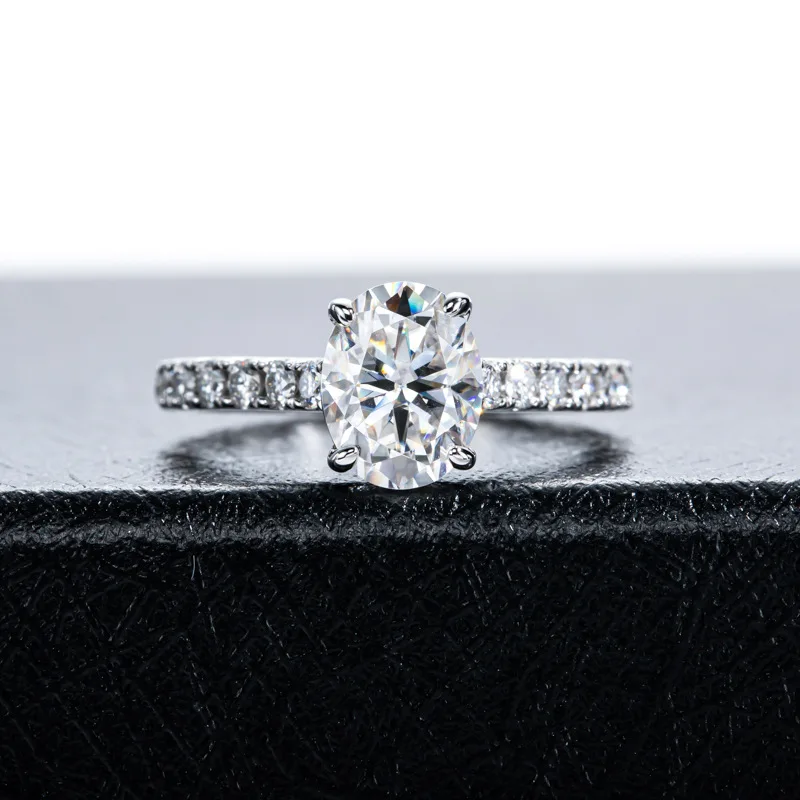 

Carnica 8×10mm 3CT Stone Real Moissanite Ring for Women 100% S925 Sterling Silver Sparkling Wedding Band Jewelry GRA D Color Hot