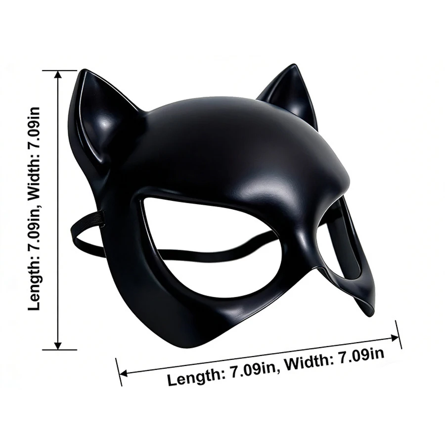 Schwarze Katzenfrau-Halbmaske, Katzenohren-Maskerade-Maske, Halloween-Cosplay-Party-Kostüm-Maske für Frauen – Detail 3