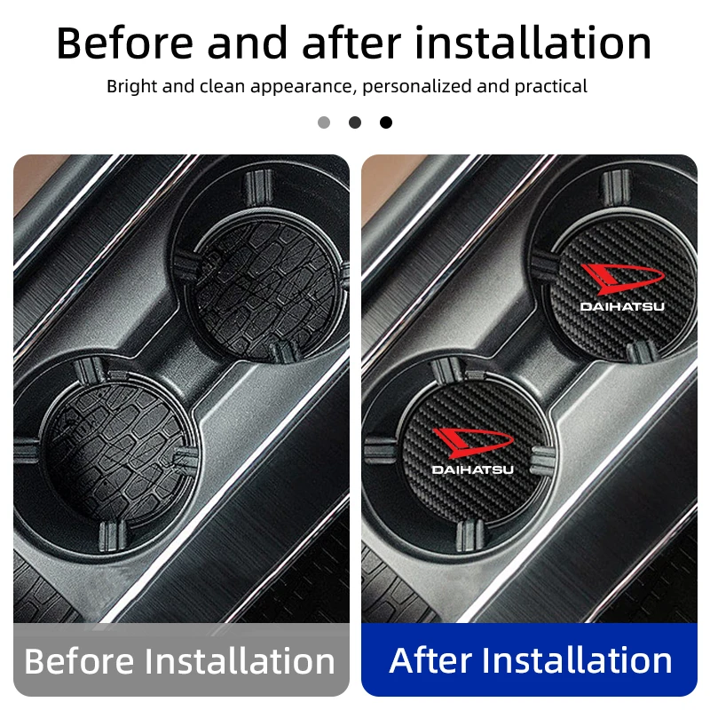 Car Coaster Carbon Mug Drinking Pad Cup Non-Slip Mat Accessories For Daihatsu Terios Sirion Mira Materia Rocky YRV Feroza C view 4