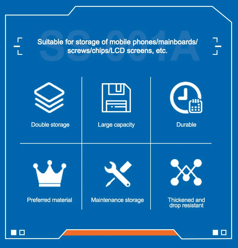 SUNSHINE SS-001A Multi-Functional Mobile Phone Repair Storage Box for IC Parts & Smartphone Opening Tools Collector