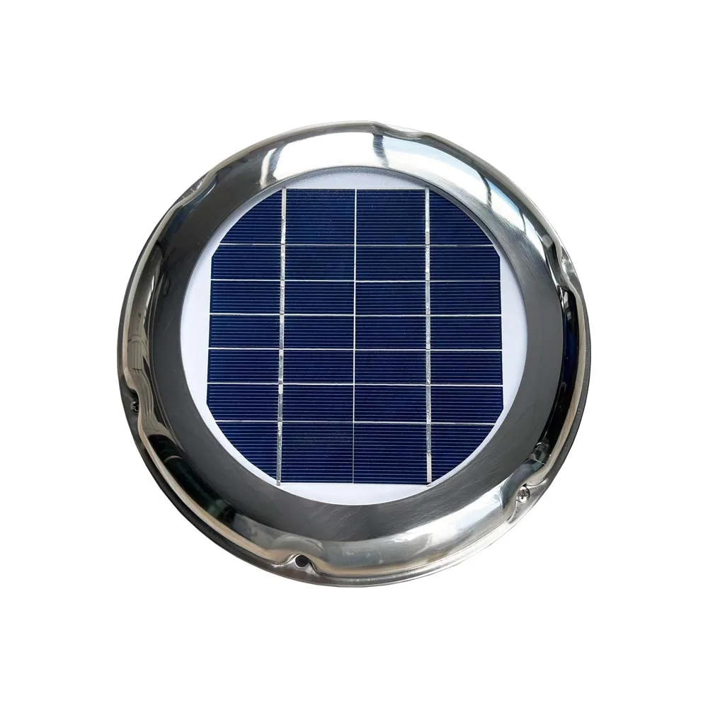 2.5W Atap Baja Tahan Karat Kipas Ventilasi Surya Ventilasi Pembuangan 60CFM Tahan Air Ideal untuk RV Perahu Kontainer Rumah Kaca Toilet