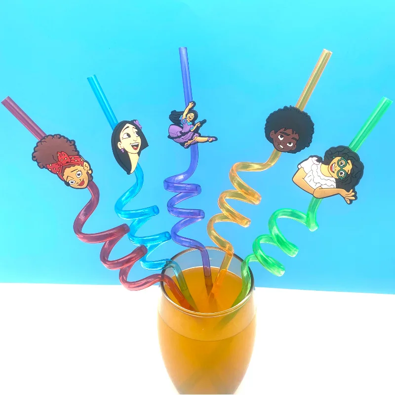 Disney Encanto Anime Figure Reusable Straws Mirabell Party Decoration kids Holiday Toys Birthday Party Straws Supplies Gifts