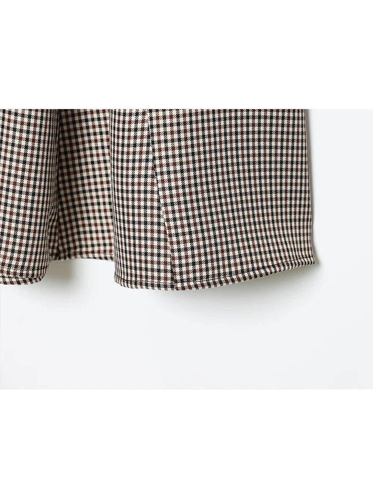 กระโปรงลายสก็อตวินเทจสำหรับผู้หญิง คอลเลคชั่นฤดูใบไม้ร่วง พร้อมเข็มขัด ดีไซน์หรูหราสง่างาม ทรงเอไลน์ ความยาวปานกลาง แฟชั่นลำลอง