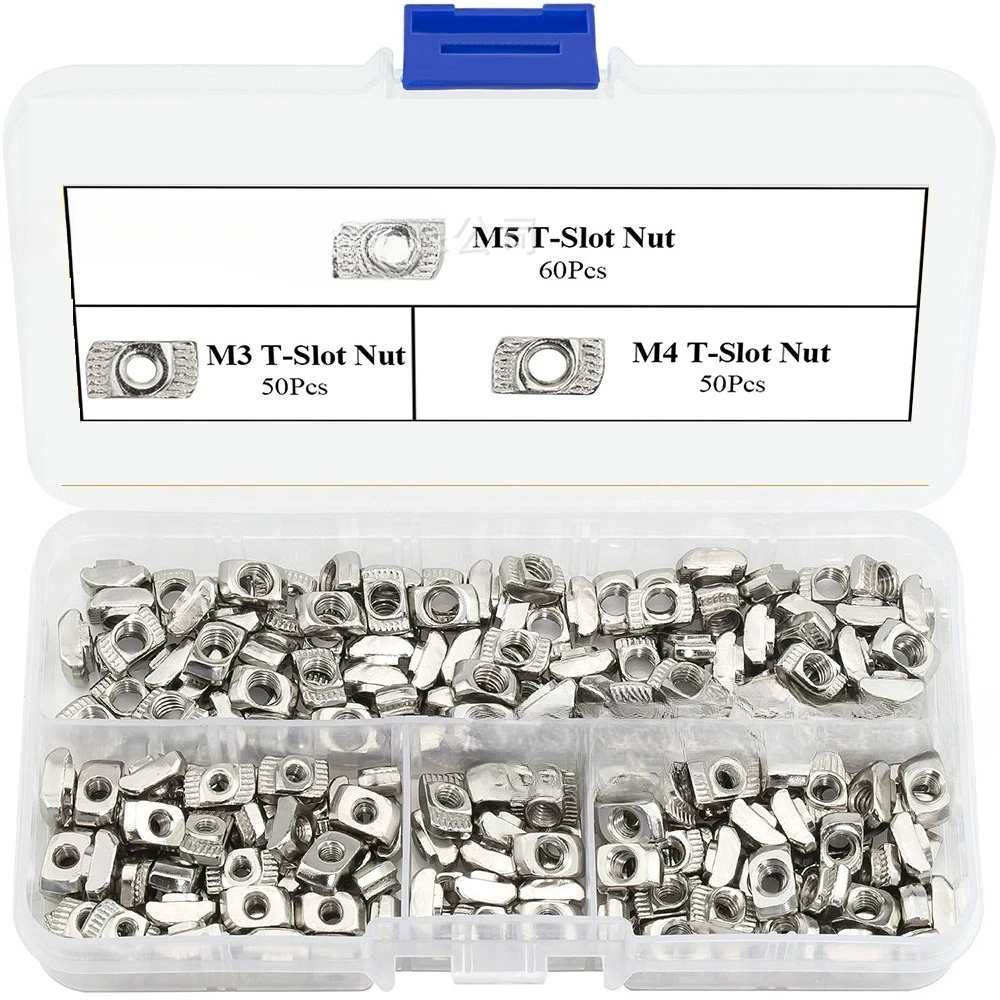

160PCS 2020 Series M3 M4 M5 T Slot Nut Set Hammer Head Nut Fasteners Profile Connector T-nut Accessories Kit
