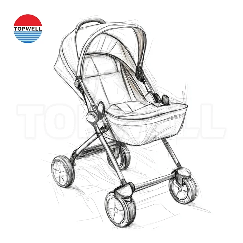 Topwell dogs stroller product design and 3d modeling foldable carrier detachable lightweight custom injection moldings